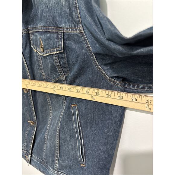 Lauren Jeans Co Women’s Denim Jacket 1X Classic Blue Trucker Relaxed Vintage Y2K - Picture 11 of 12